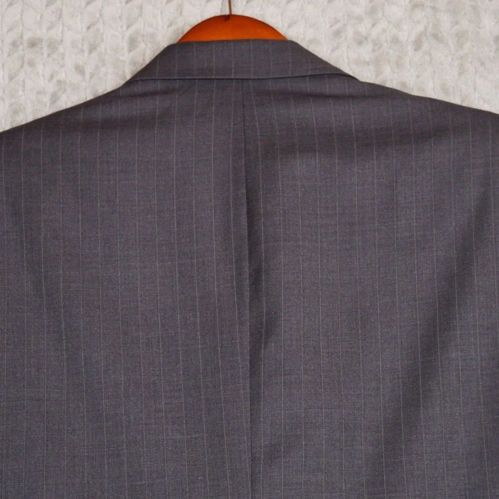 Lauren Ralph Lauren Blazer Mens 46L Gray Pinstripe Sport Coat Wool Blend